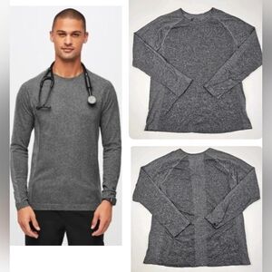 FIGS Men Makato Seamless Longsleeve Performance Underscrub In Graphite Size XL
